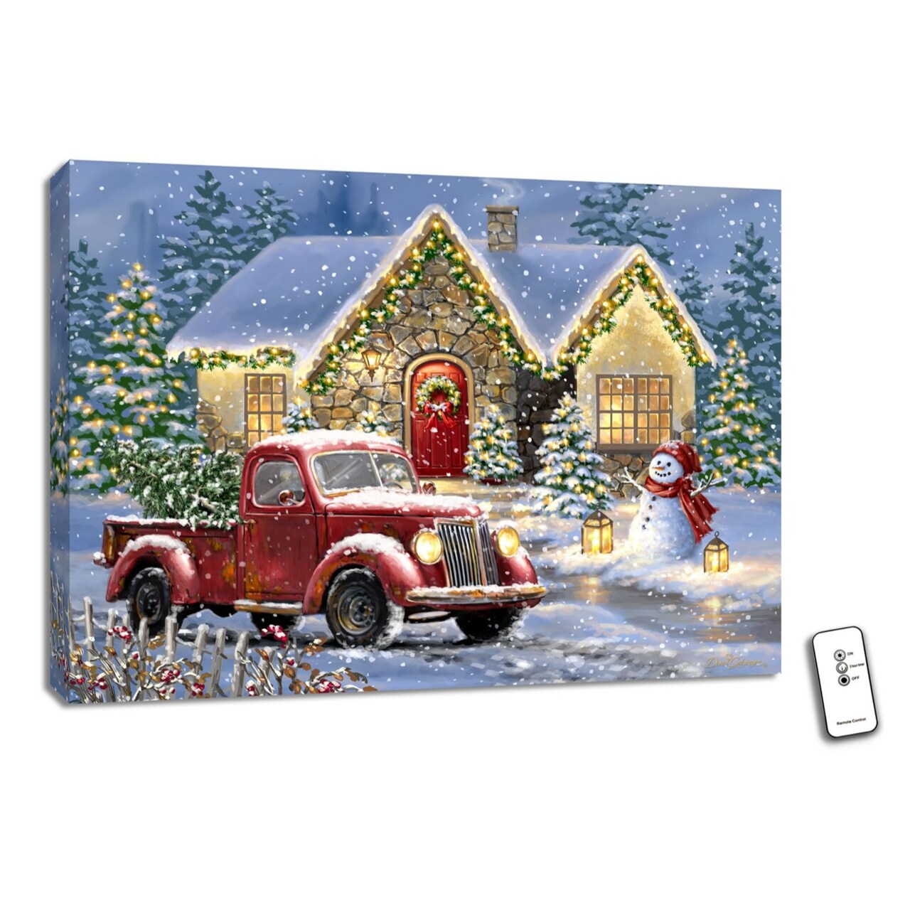 Glow Decor Red and Blue Christmas Light Lane Wall Art Decor 18" x 24"